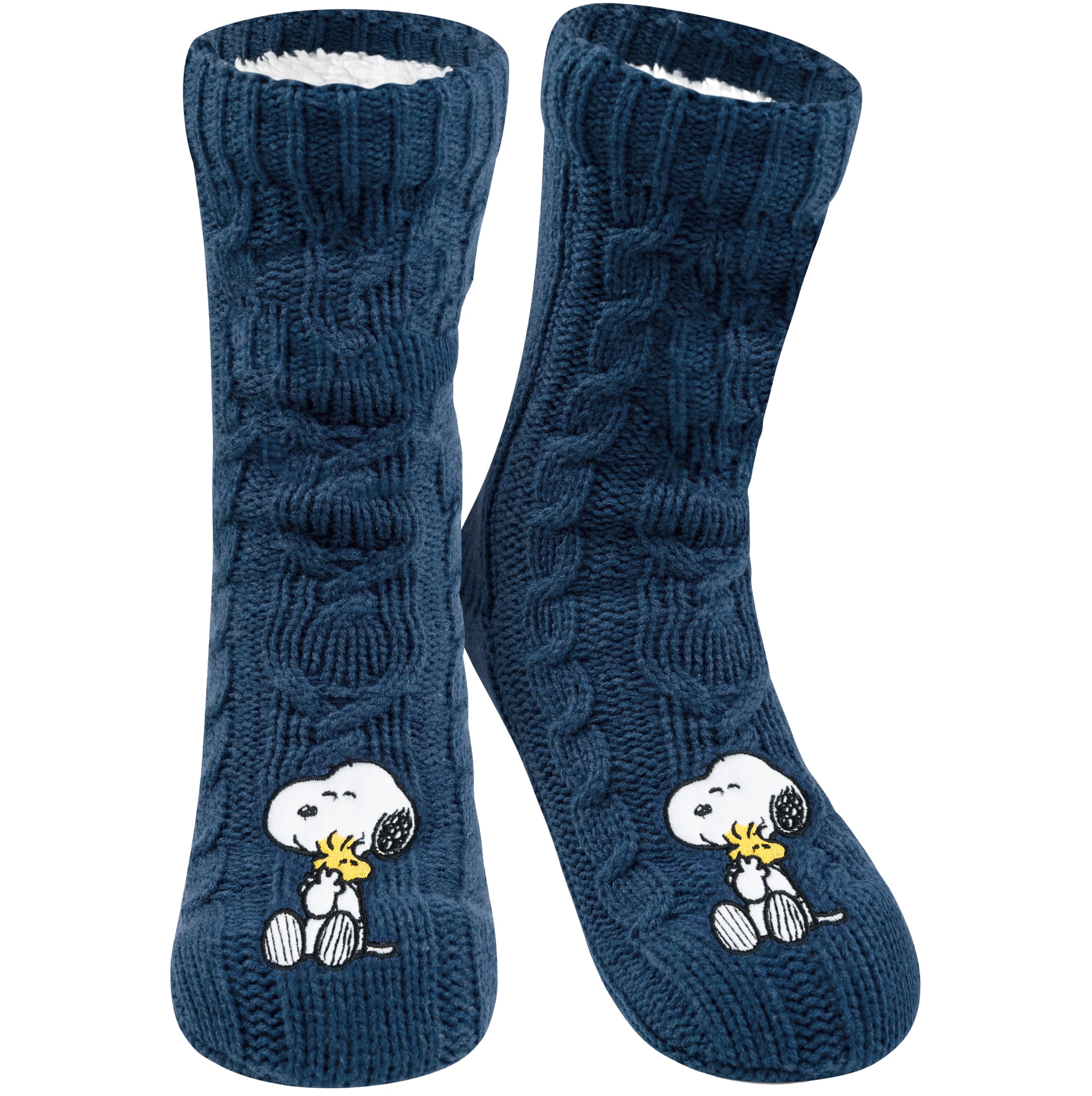United Labels Women's Blue The Peanuts Snoopy Hut Socks - Knitted House Socks For Cuddly Socks Fluffy Winter Socks Warm Socks 35-38
