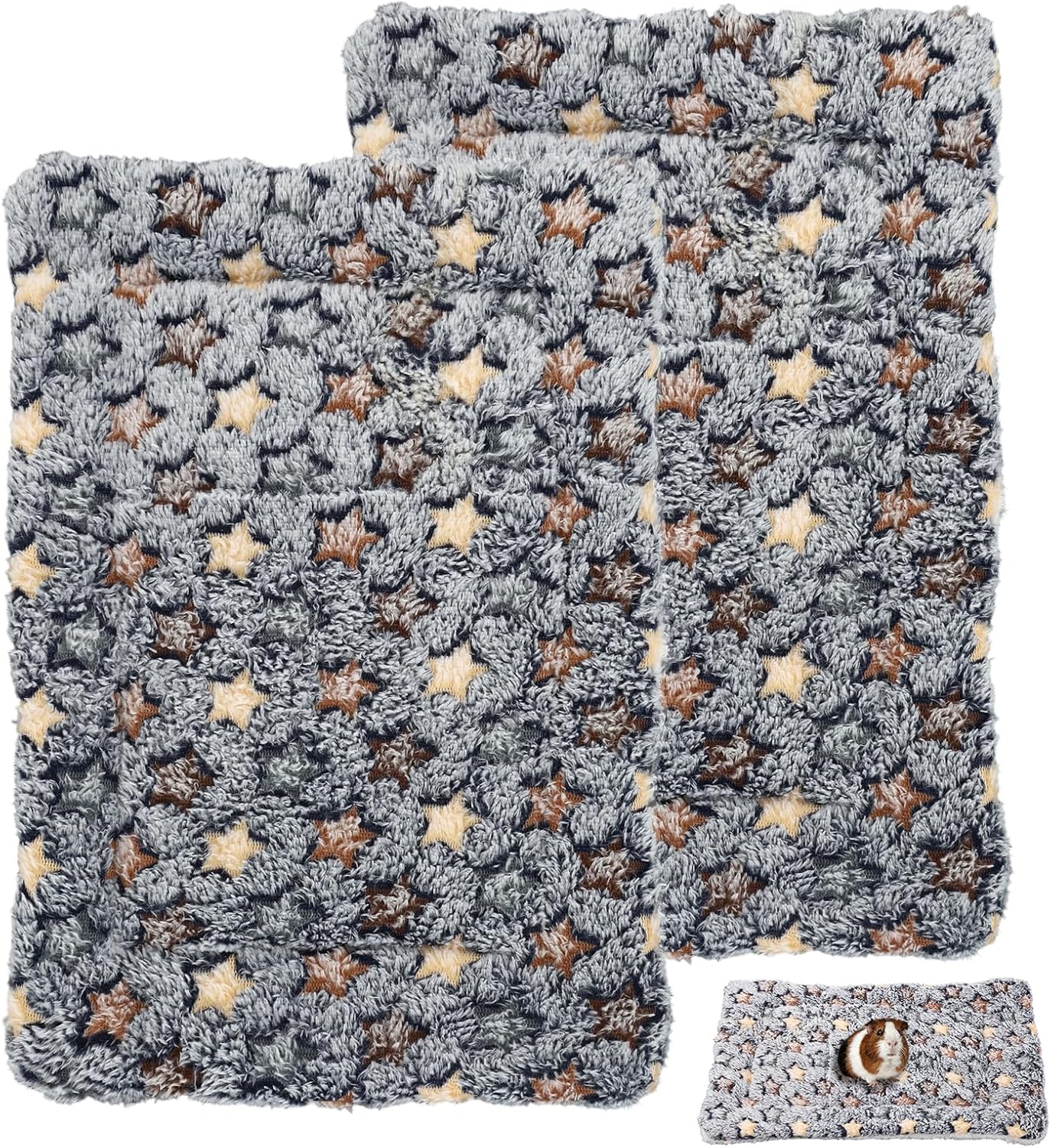Guinea Pig Bed, 2 Pcs Double-Layer Coral Fleece Guinea Pig Beds and Bunny Beds, Soft and Skin-Friendly, Suitable for Small Animals Such as Rabbits and Hamsters(12.6 * 9.8Inch)