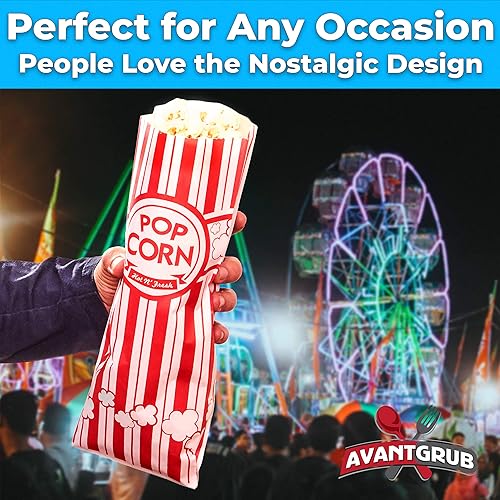 Miniatura 4 de Bolsas de palomitas de maíz a prueba de fugas, resistentes a la grasa, paquete de 50 unidades. Resistente a desgarros, fundas de papel de 2 onzas de