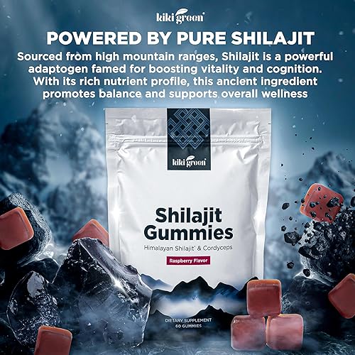 Miniatura 2 de KIKI Green Shilajit Gummies - Gomitas Shilajit puras del Himalaya de 1000 mg con extracto de Cordyceps - Minerales traza incluidos - 60 gomitas