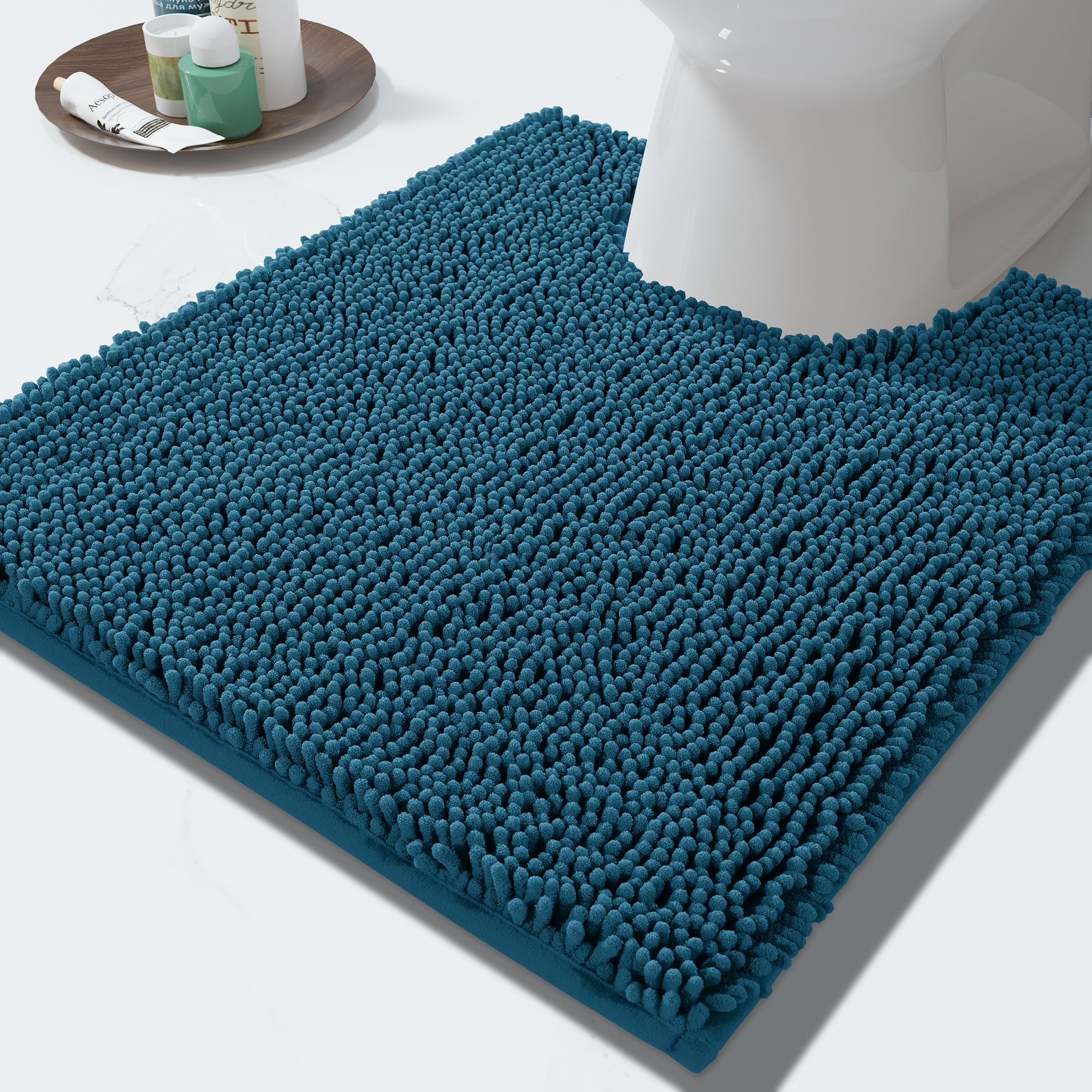 Yimobra Toilet Rugs U Shaped Washable - 24"x20" Non Slip Plush Contour Bath Rugs for Toilet - Super Soft Absorbent Quick Dry Toilet Mats for Bathroom,