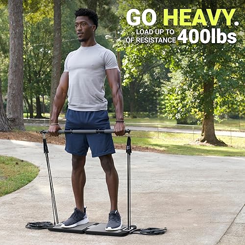 Miniatura 6 de EVO Gym - Equipo portátil de entrenamiento de fuerza para gimnasio en casa, gimnasio en casa, gimnasio todo en uno, bandas de resistencia, base para