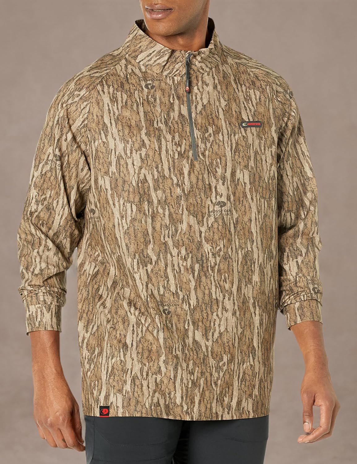 Mossy Oak Mens Men's Hunting Shirts Lightweight Camo Tibbee Tech Stretch Quarter Zip