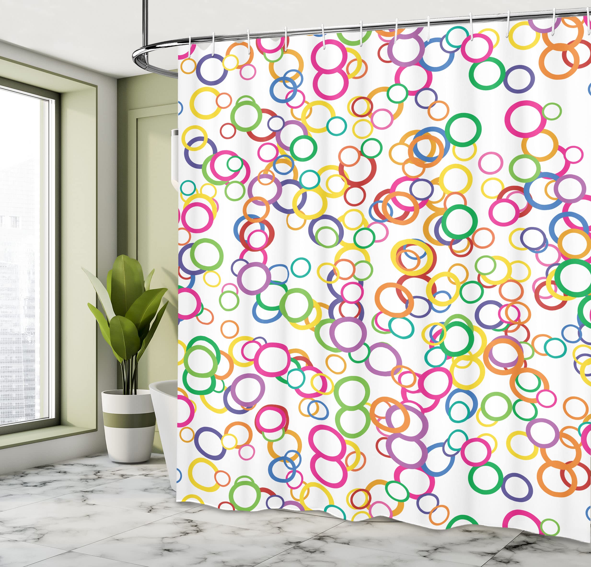 Duschvorhang Mit Bunten Blasen – 175 X 190 Cm, Wasserdichter Stoff Für Modernes Badezimmer