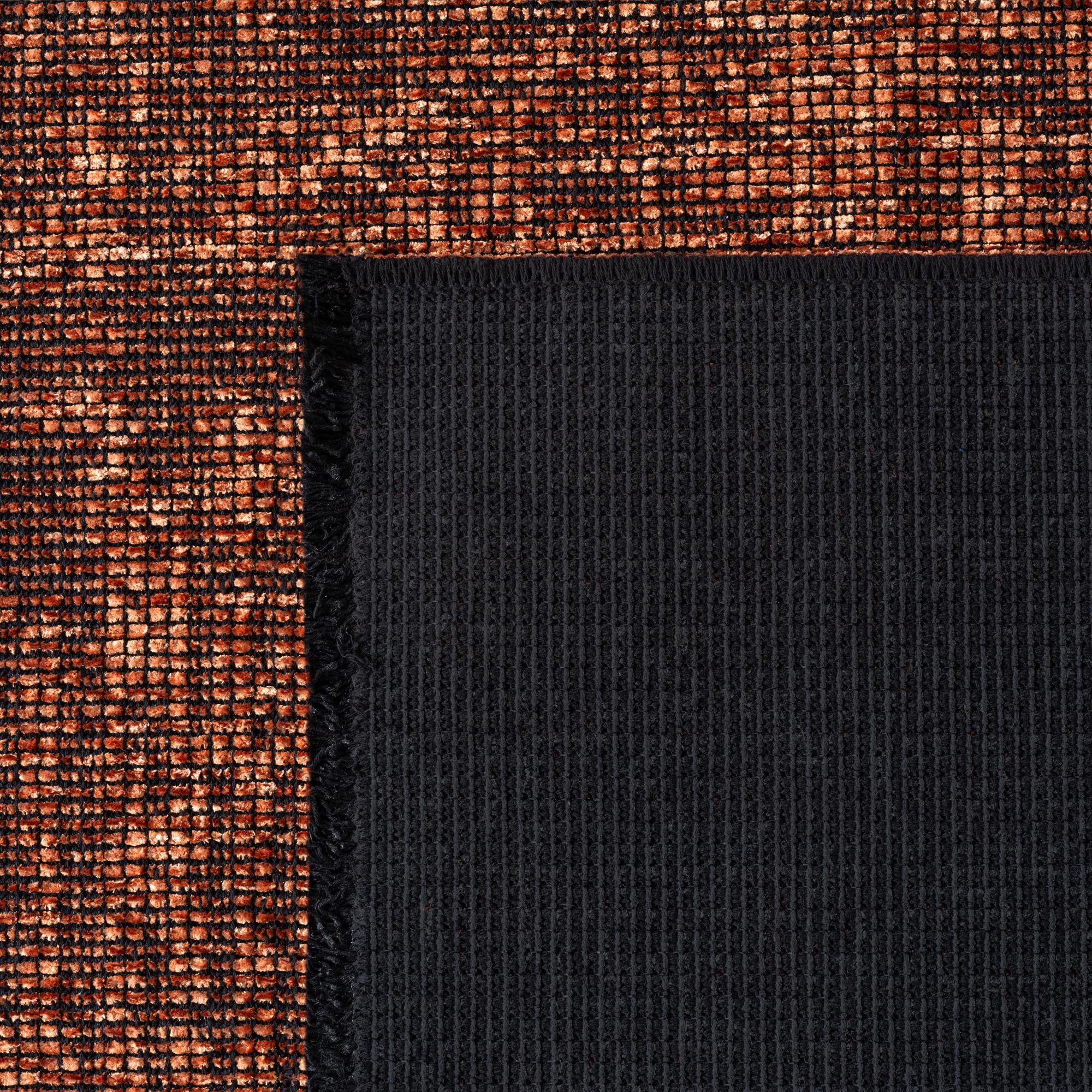 Teppium Tapis en Coton Chenille Terre Cuite 120x170 cm Lavable, Style Boho, Vintage Kelim, Poils Courts, Antidérapant et Doux, Mélange Monochrome, pour Salon, Chambre, Bureau & Cuisine