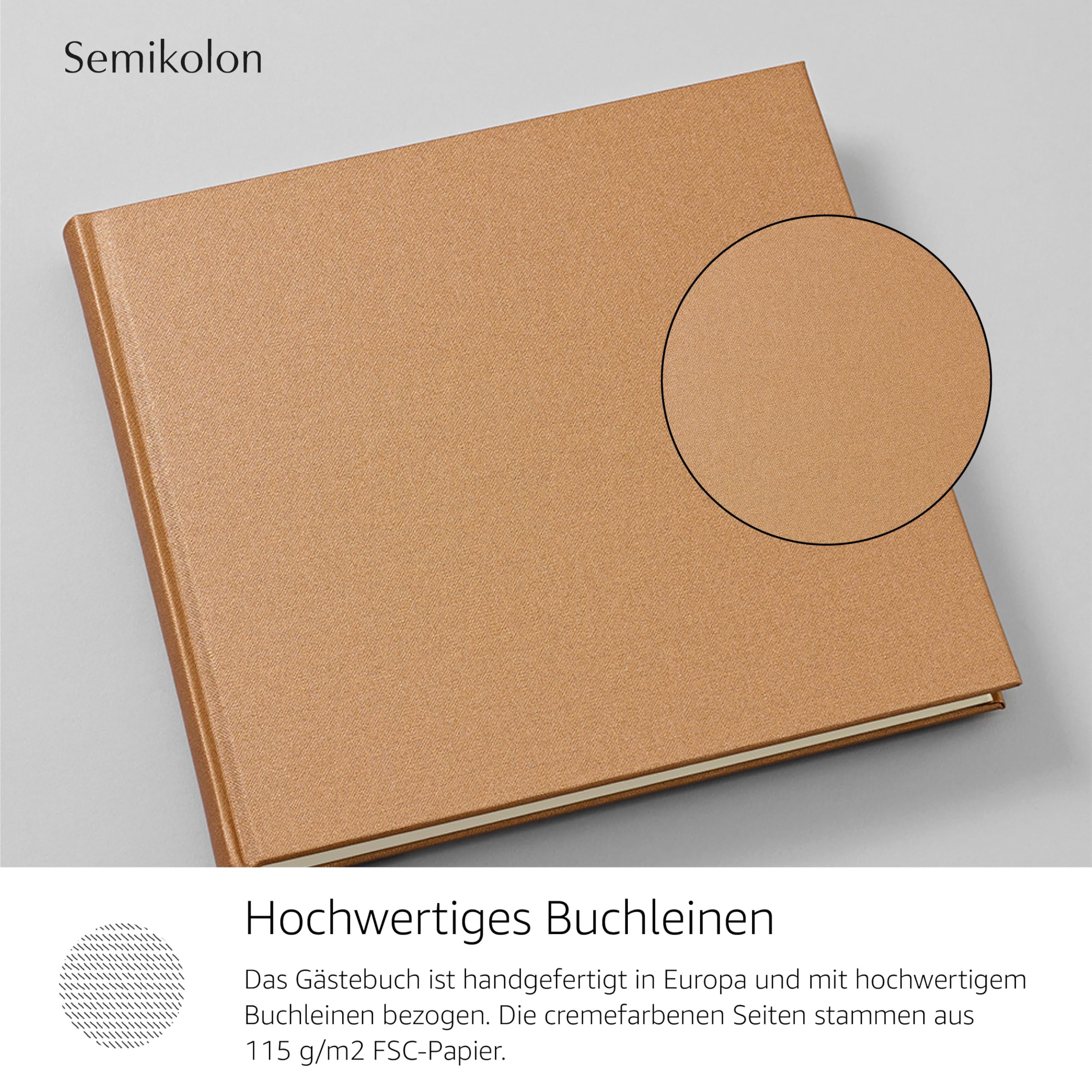 Semikolon 600088 Gästebuch - 25 x 23 cm - mit 180 blanko Seiten zum Selbstgestalten, Lesezeichen - Metallic Edition Urban Bronze