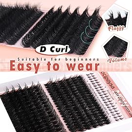 Focipeysa Lash Extension Kit Full Volume Eyelash Extension kit with Lash Bond and Seal Thick Lash Clusters DIY Lash Extensions Kit Wispy Individual Lashes 12-18mm DIY D-Curly Lash Extension