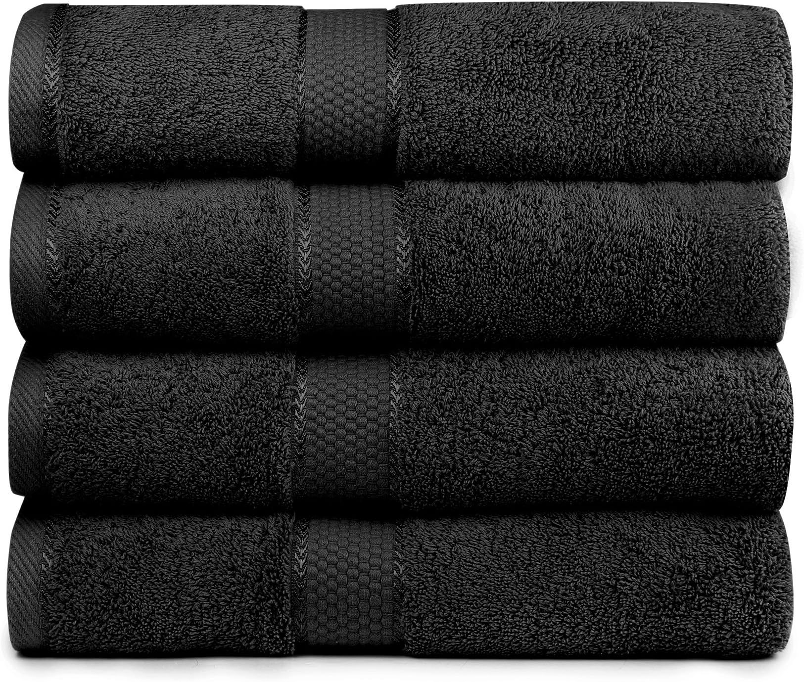 Bigsal 4-Piece Luxury Bath Towels Set – Super Soft & Durable - 700-GSM - 100% Pure Cotton - Machine Washable & Quick Dry - Lightweight Home, Pool, Gym, Towel - 27" x 54" Inch (Black)