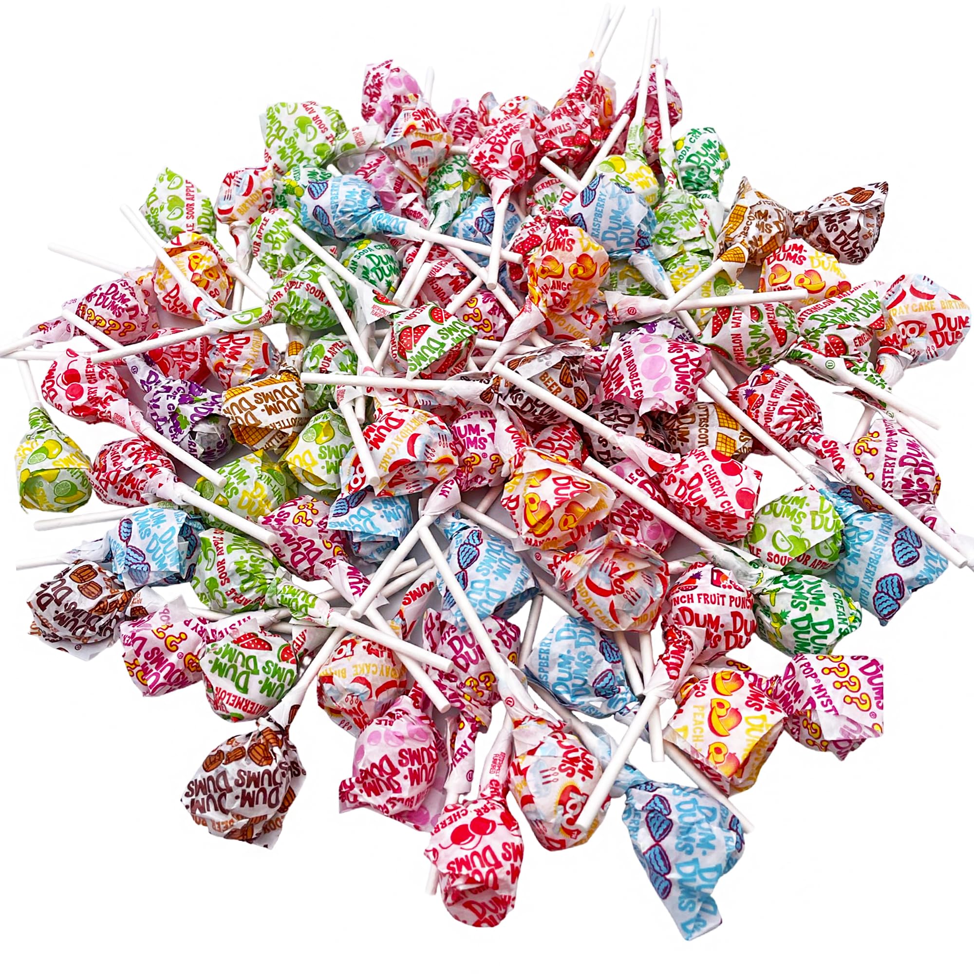 Dum Dums Original Mix Lollipops 1 LB (80 Pops), Individually Wrapped Hard Candy, Bulk Suckers, Assorted Flavors, Gluten-Free, Party Favors, Classroom Treats and Candy Buffets – Packed by Yummyland