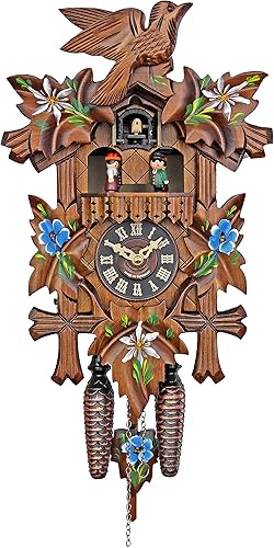 ISDD Engstler Reloj de cuco de cuarzo - Flores alpinas AH 53210 QMT