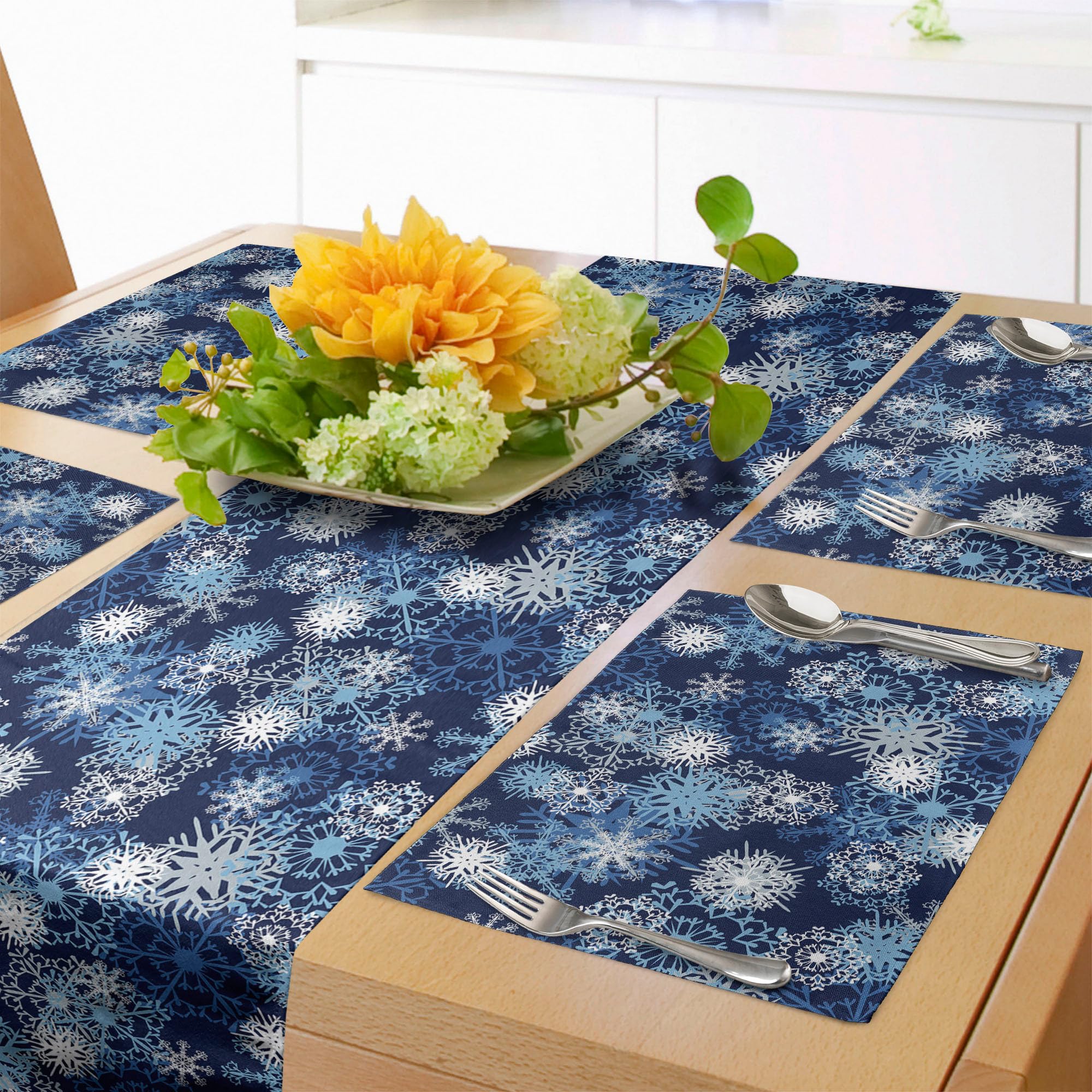 ABAKUHAUS Trullo Y Negro Camino De Mesa, Detalle Floral Del Mosaico, Decorativo Para El Comedor O Sala De Estar Fácil De Limpiar, 40 Cm X 180 Cm, Blanco Verde Menta