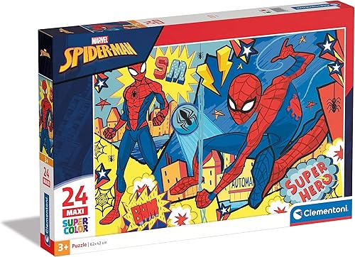 Clementoni 24216, Spider-Man Supercolor Maxi Puzzle para niños, 24 piezas, a partir de 3 años