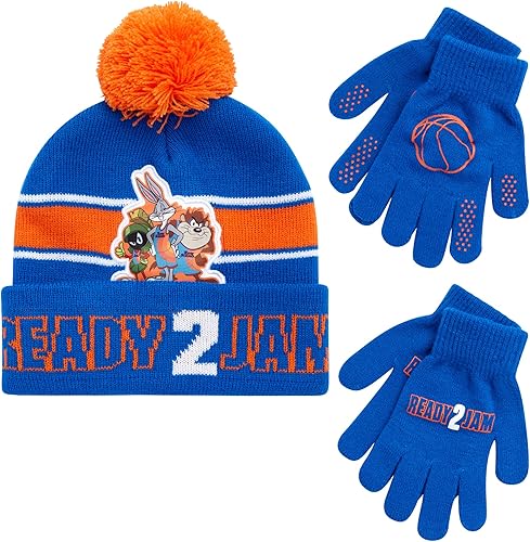 WARNER BROS. Boys' Space Jam Winter Hat Set - 2 Piece Beanie and Gloves Set