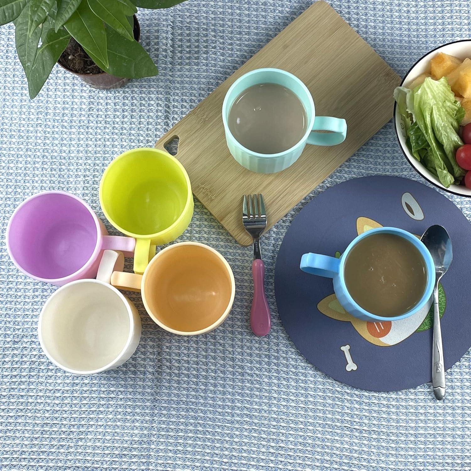 AOYITE 13 oz Coffee Mugs set of 6 - Unbreakable Plastic Mug in Light Color - BPA Free Reusable Microwave Safe Drinking Cups for Coffee,Tea,Cocoa,Milk,Cappuccino, Mocha (Thick Wall) - Image 6