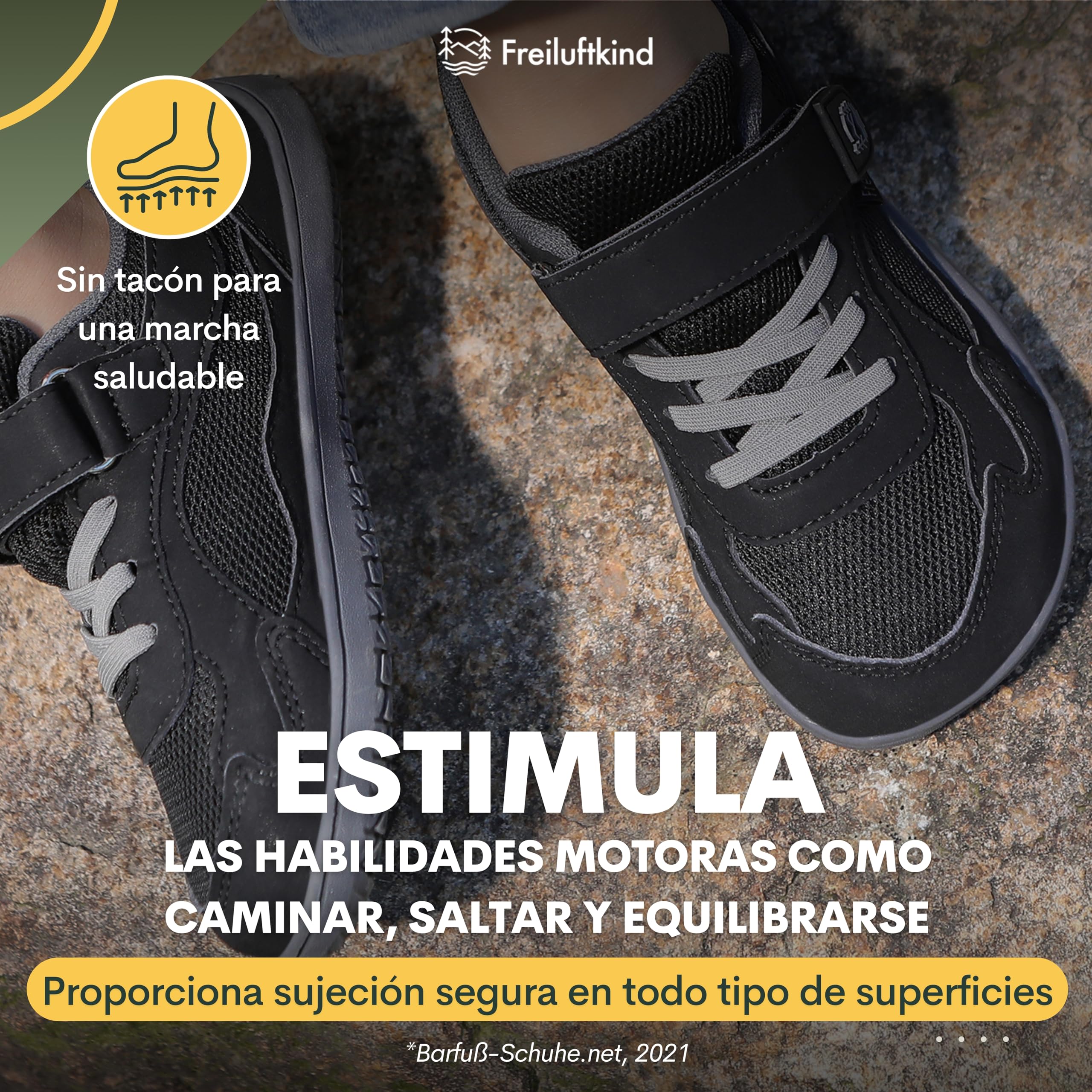 Freiluftkind Everest Kids – Zapatillas Barefoot Antideslizantes – Nuestras Zapatillas Barefoot para niños apoyan el Desarrollo Saludable de los pies de tu Hijo.