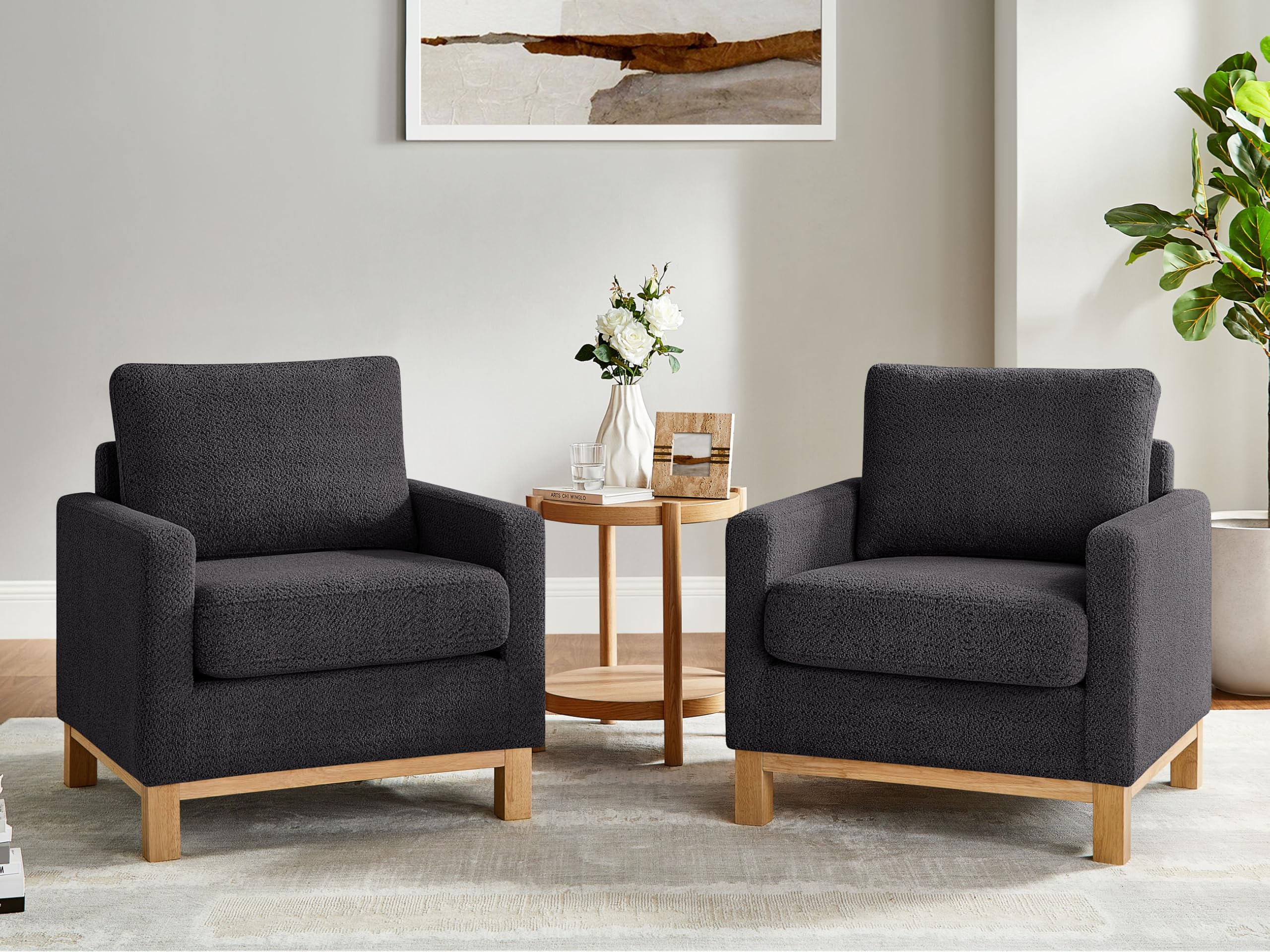 VANOMI Oversized Mid Century Modern Accent Chair - Upholstered Armchair, Rubberwood Base, 350lb Capacity - View #13