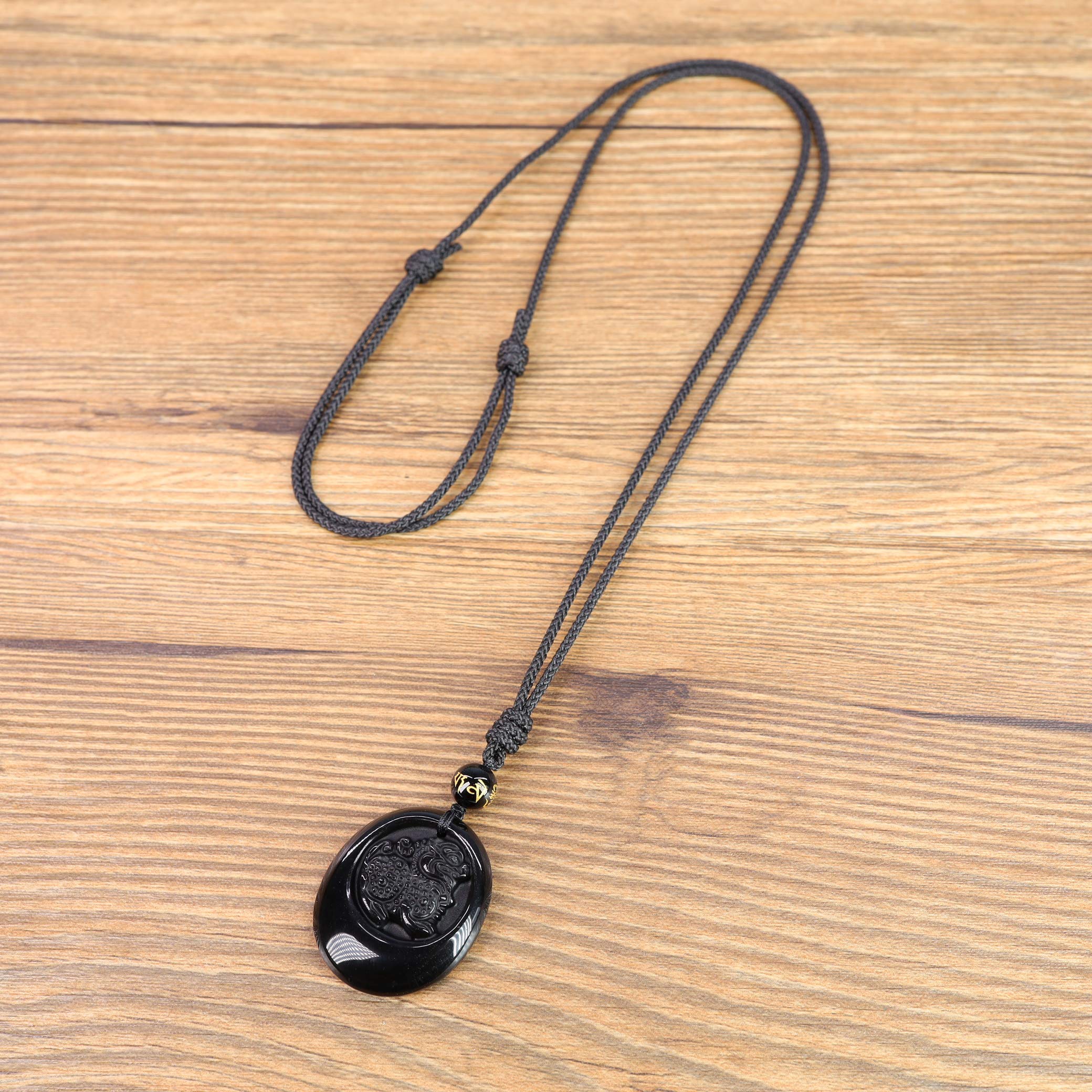 COAI Pendentif Totem Pixiu Amulette Pierre Collier Ajustable