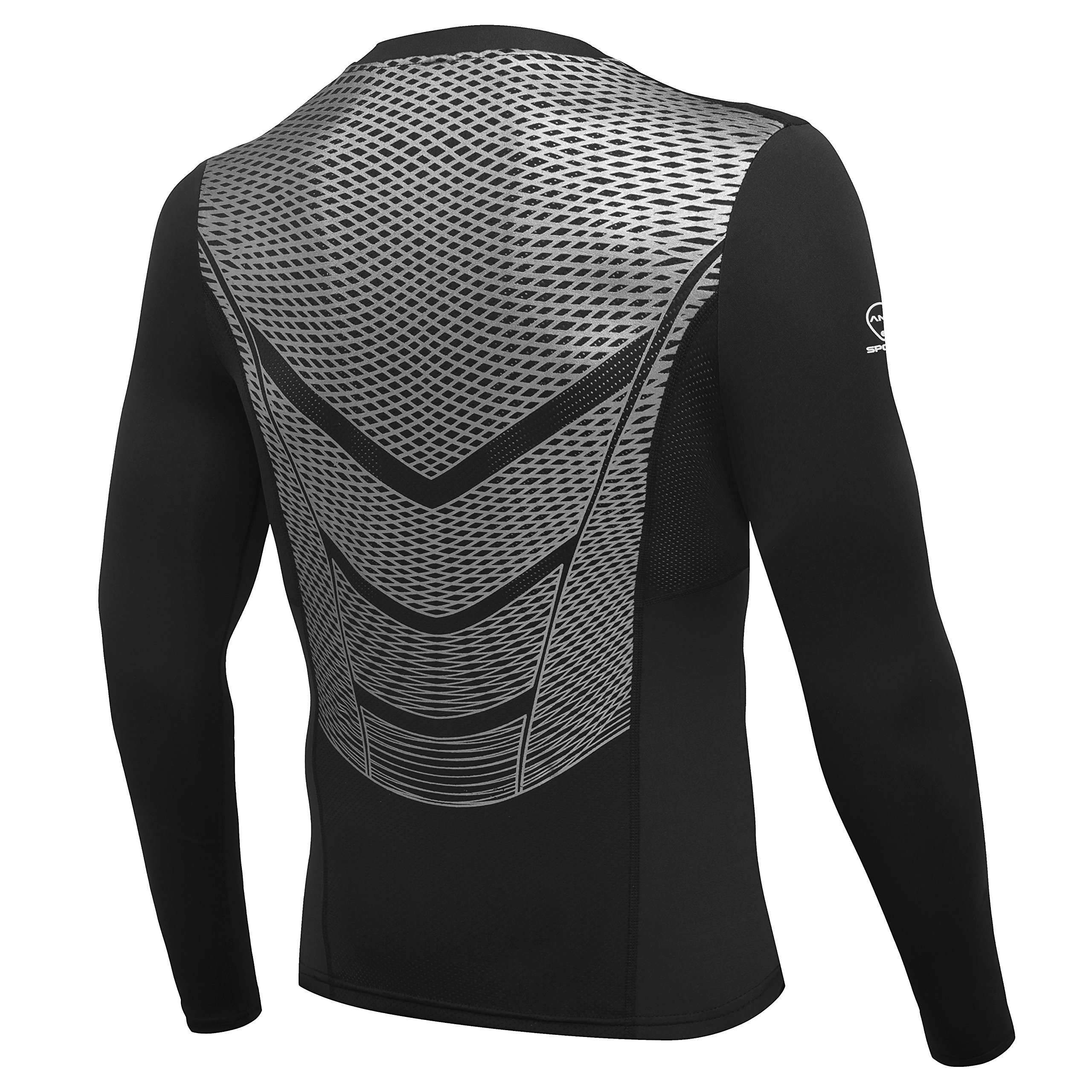 AMZSPORT Maglia Compressione Uomo Maglietta Termica Manica Lunga per Ciclismo Running