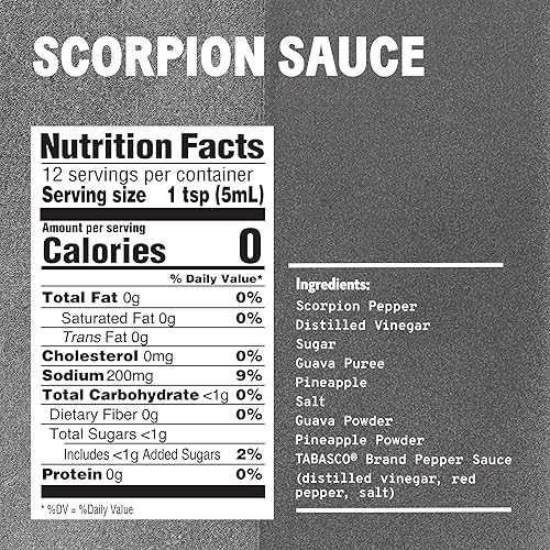 Miniatura 2 de TABASCO Brand Scorpion Sauce - Salsa picante intensa y ardiente, botella de vidrio, atrevida y picante, pimienta escorpión, mezcla de guayaba y