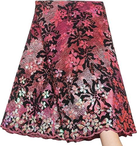 Bestway Tela de encaje africano de terciopelo cortado con láser, 5 yardas, lentejuelas de moda, bordado, malla francesa, material de encaje, mujeres
