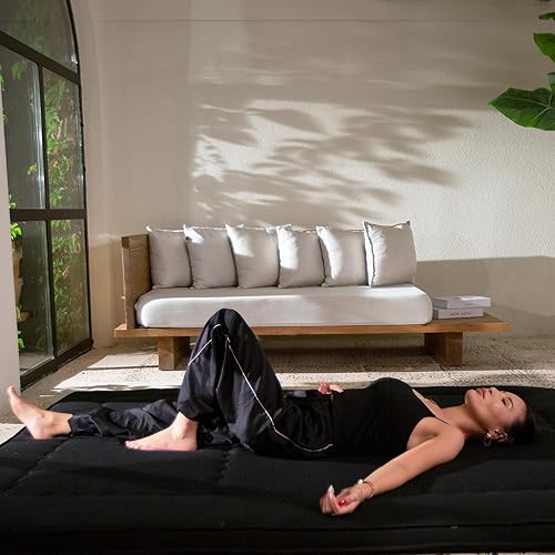 Miniatura 5 de Colchón japonés para el dolor de espalda  Shikibuton negro tono  Alfombrilla de tatami para dormir  Cama almohada tumbona  Colchón enrollable