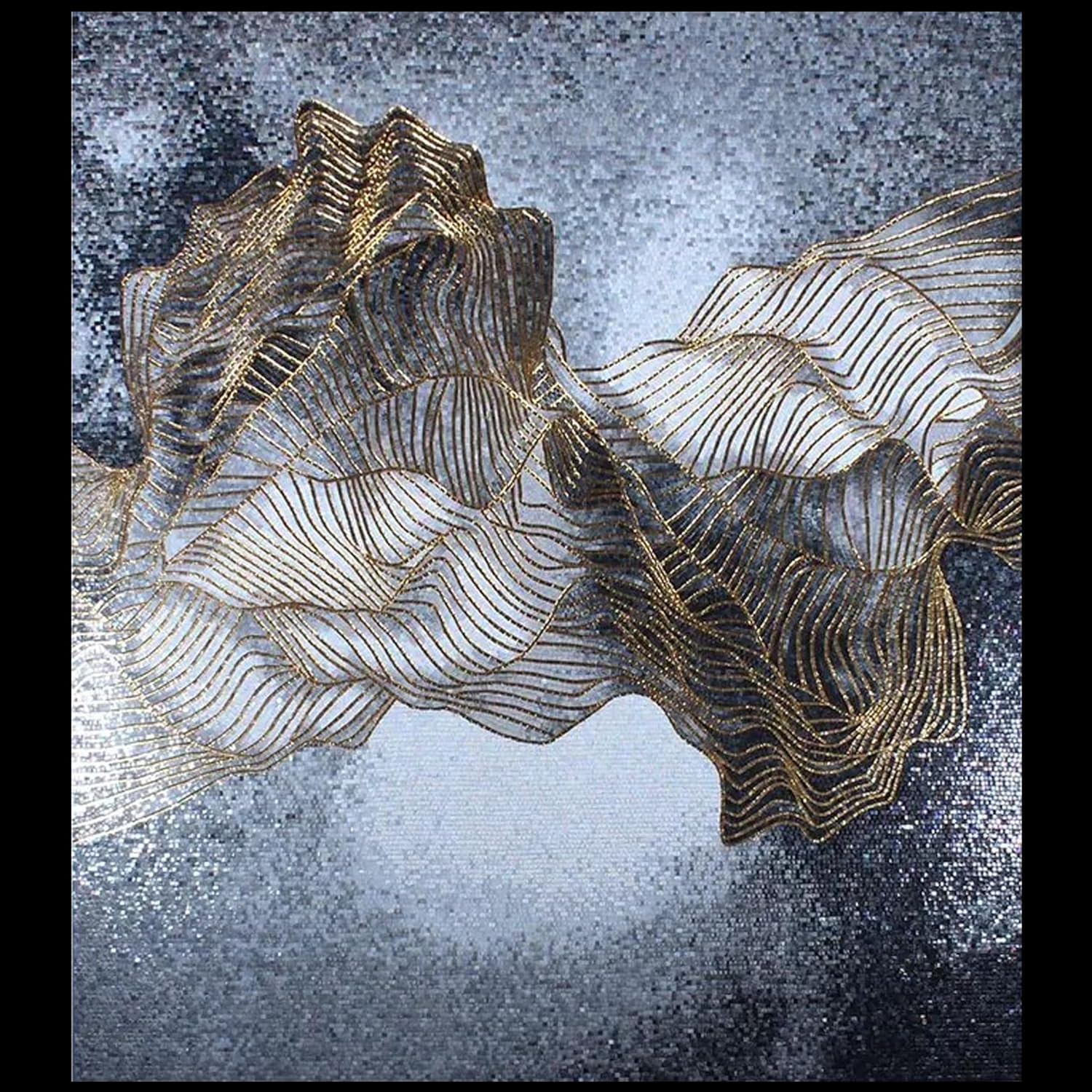 Handmade Celestial Drift Glass Mosaic Wall Art, Abstract Tile Mosaic Artwork, Hand-Cut Natural Tile Contemporary Wall Décor
