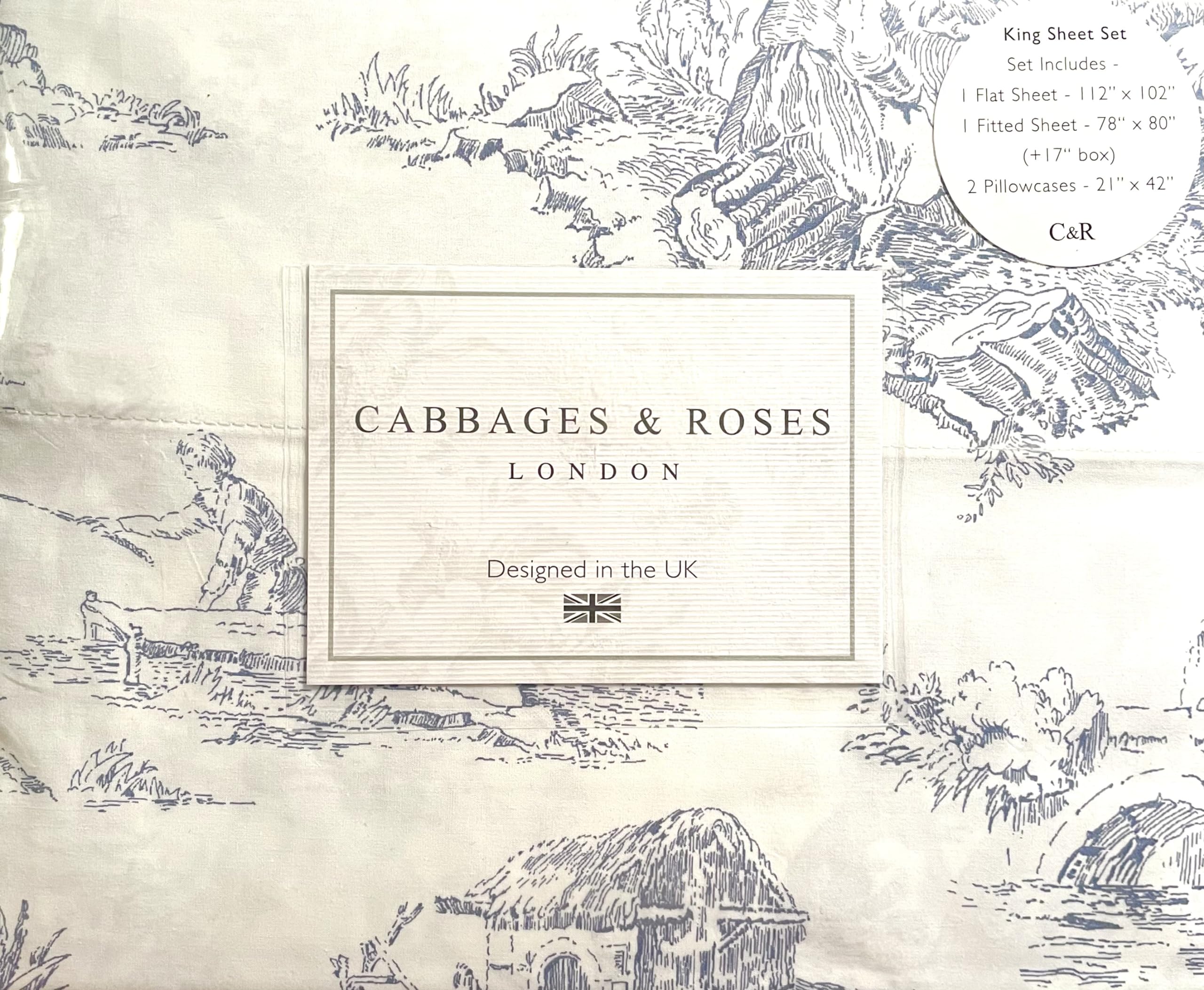 Amazon.com: Cabbages & Roses of London King Floral French Toile Sheet ...