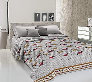 HomeLife Copriletto Singolo Primaverile Estivo in Piquet [170x280], Made in Italy | Coperta Letto Singola Cotone Fantasia Bassotti |Lenzuolo Copriletto Singolo Leggero | 1 P, Arancione