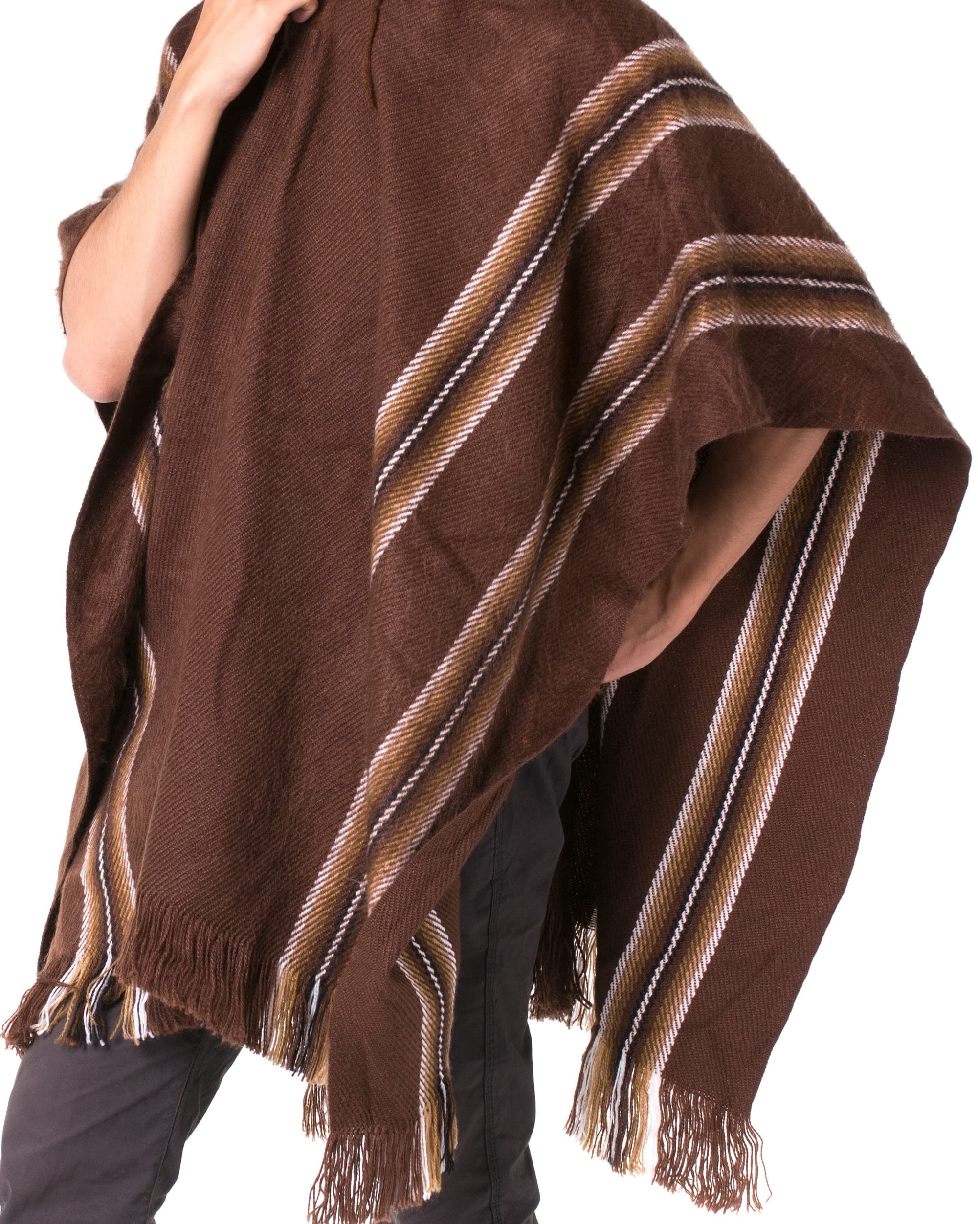 Gamboa Alpaga Poncho Homme Mexicain Cape Capuche Manteau Lain Automne Hiver