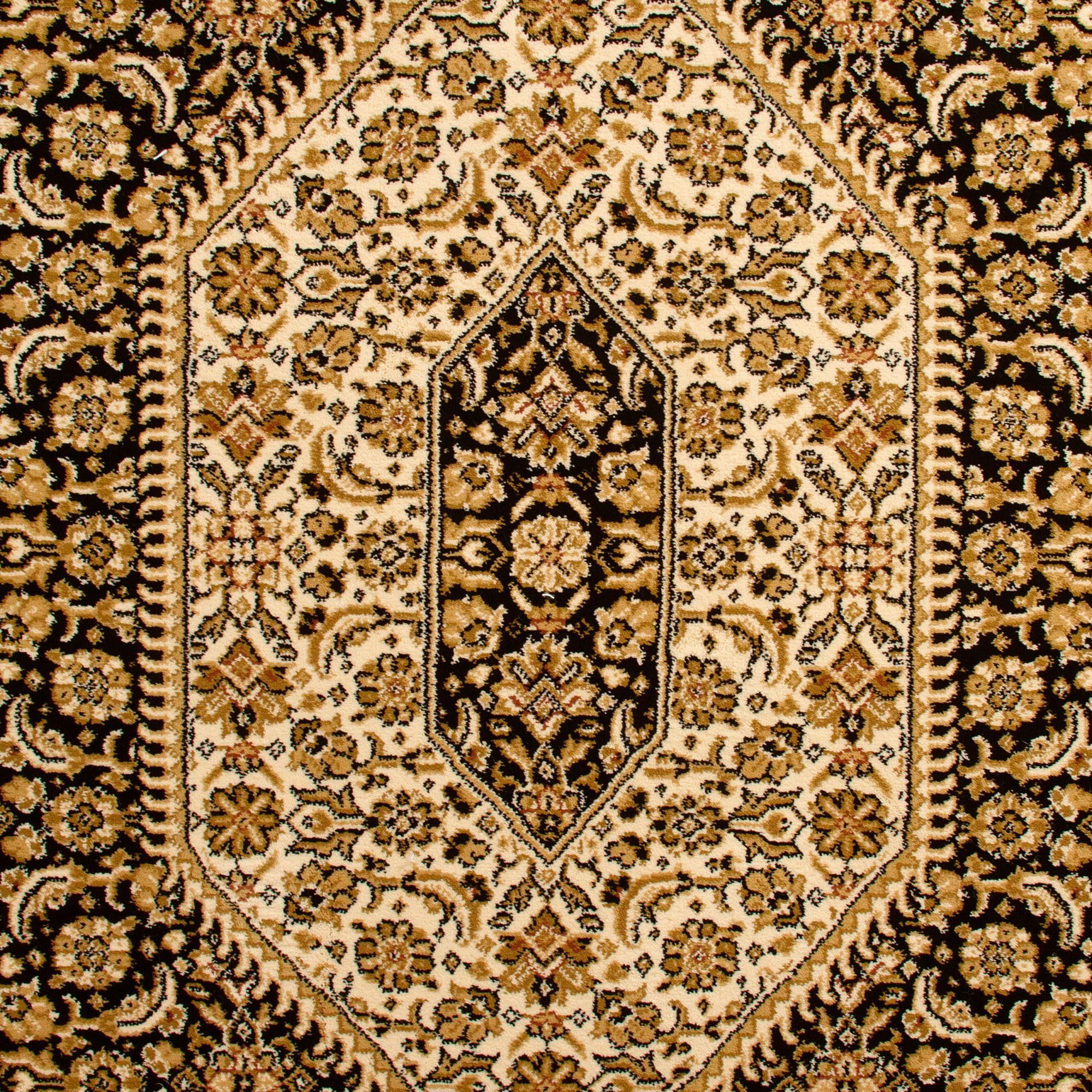 Steffensmeier Wohnzimmerteppich Classical Quality | Wohnzimmer | Beste Qualität | Orientalisch | Creme Schwarz Bidjar, Größe: 80x150 cm