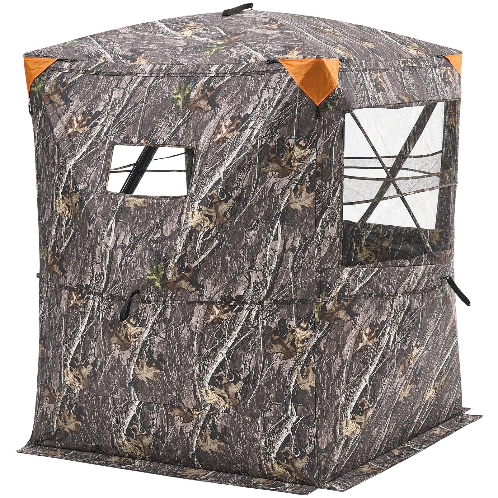 VEVOR Tenda da Caccia, Tenda Termica per 2 a 3 Persone con Sedia a Tre Gambe Borsa per Il Trasporto, Mimetica Portatile, Riparo Nascosto Resistente con Porta e Finestra con Cerniera