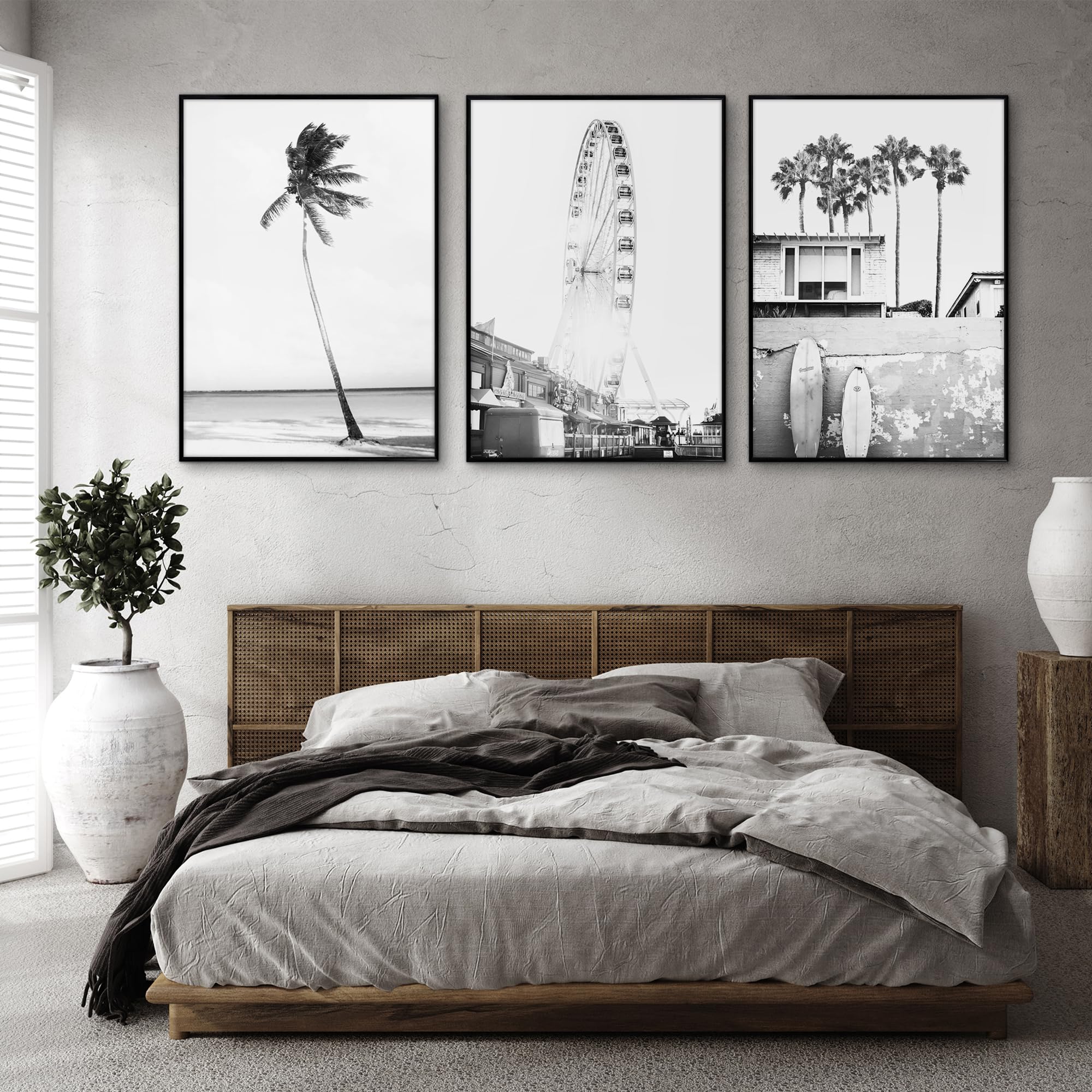 Americanflat Marco de Fotos de 70x100 cm en Negro - 3 Unidades - Marco para Póster de 100x70 cm con Finos Bordes, Cubierta de Plástico Resistente y Accesorios para Colgar Horizontal y Vertical