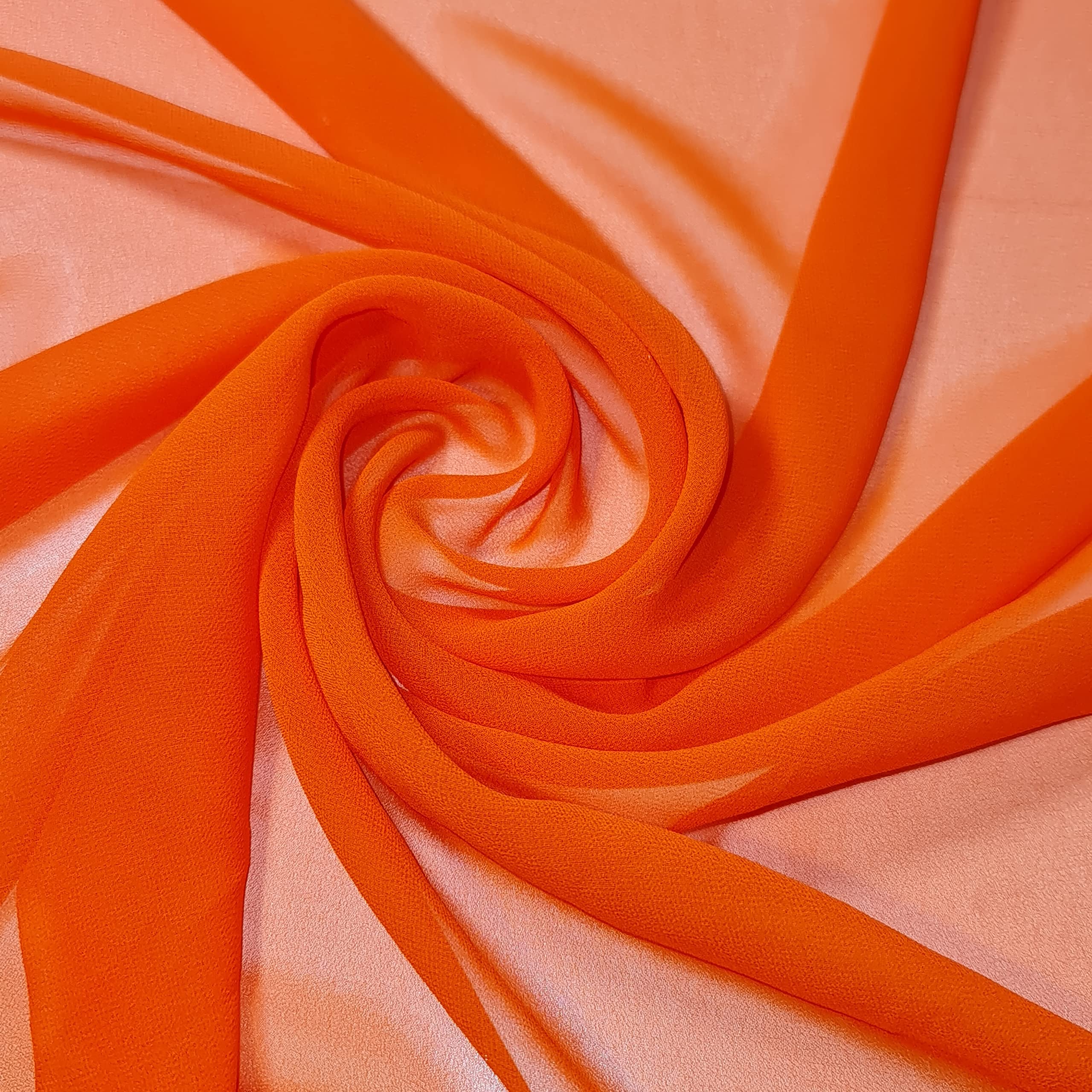 Chiffon Sheer Fabric Plain Soft Polyester Wedding Arch Dress Craft Material 44" (10 Meter, Burnt Orange (71))