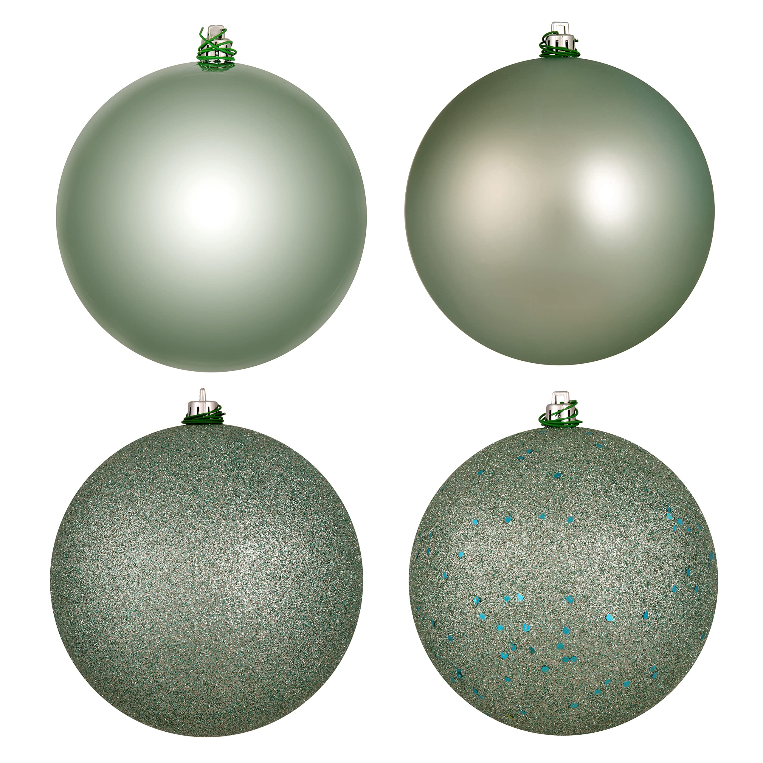 Vickerman 6" Frosty Mint 4-Finish Ball Ornament Set.Includes 4 Ornaments per Box.