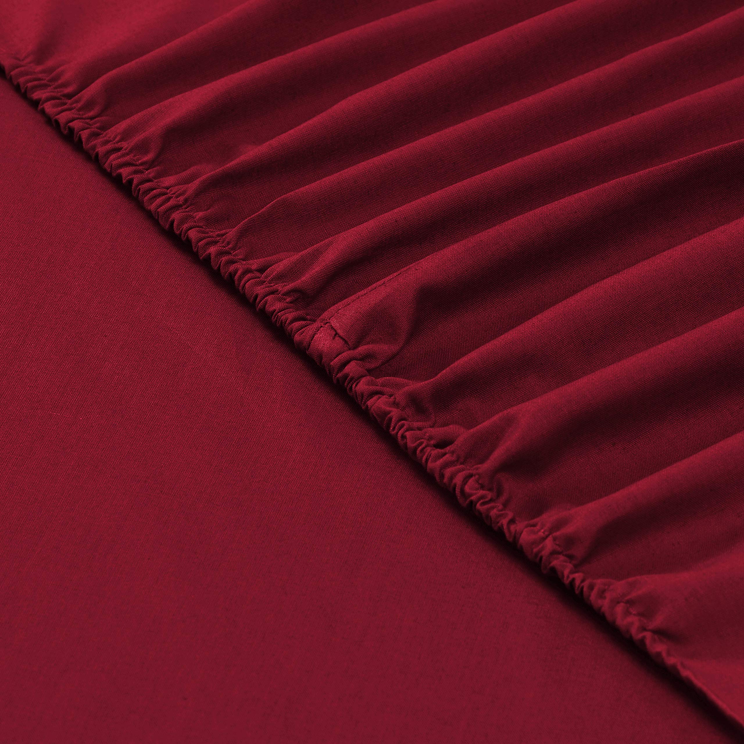 VISION Lenzuolo con angoli matrimoniale, 2 persone, 180 x 200cm con altezza da 30cm, Rosso, 100% Cotone