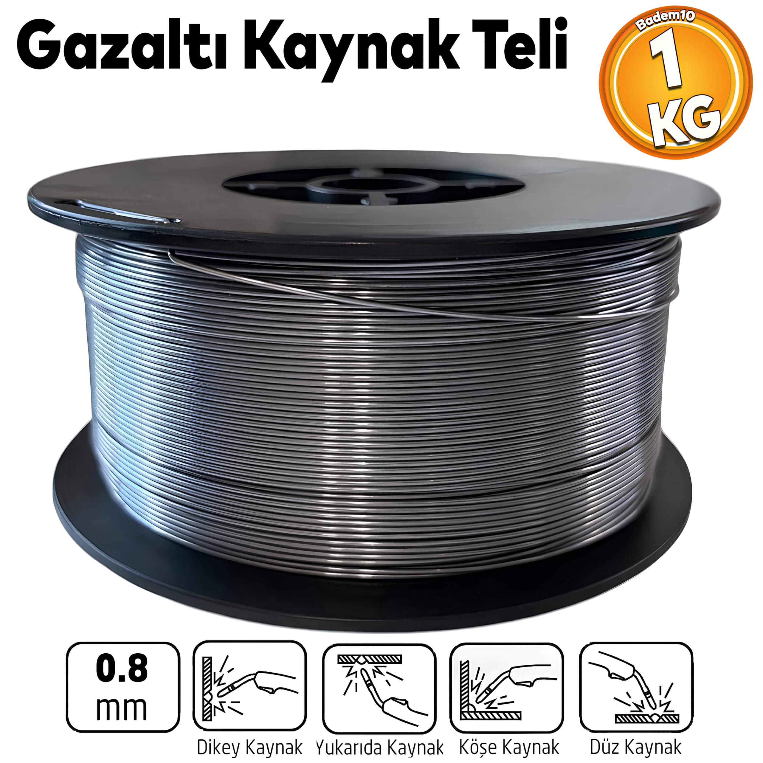 Badem10 Gazaltı Kaynak Teli Özlü Tel Gazsız 0.80 MM 1 KG