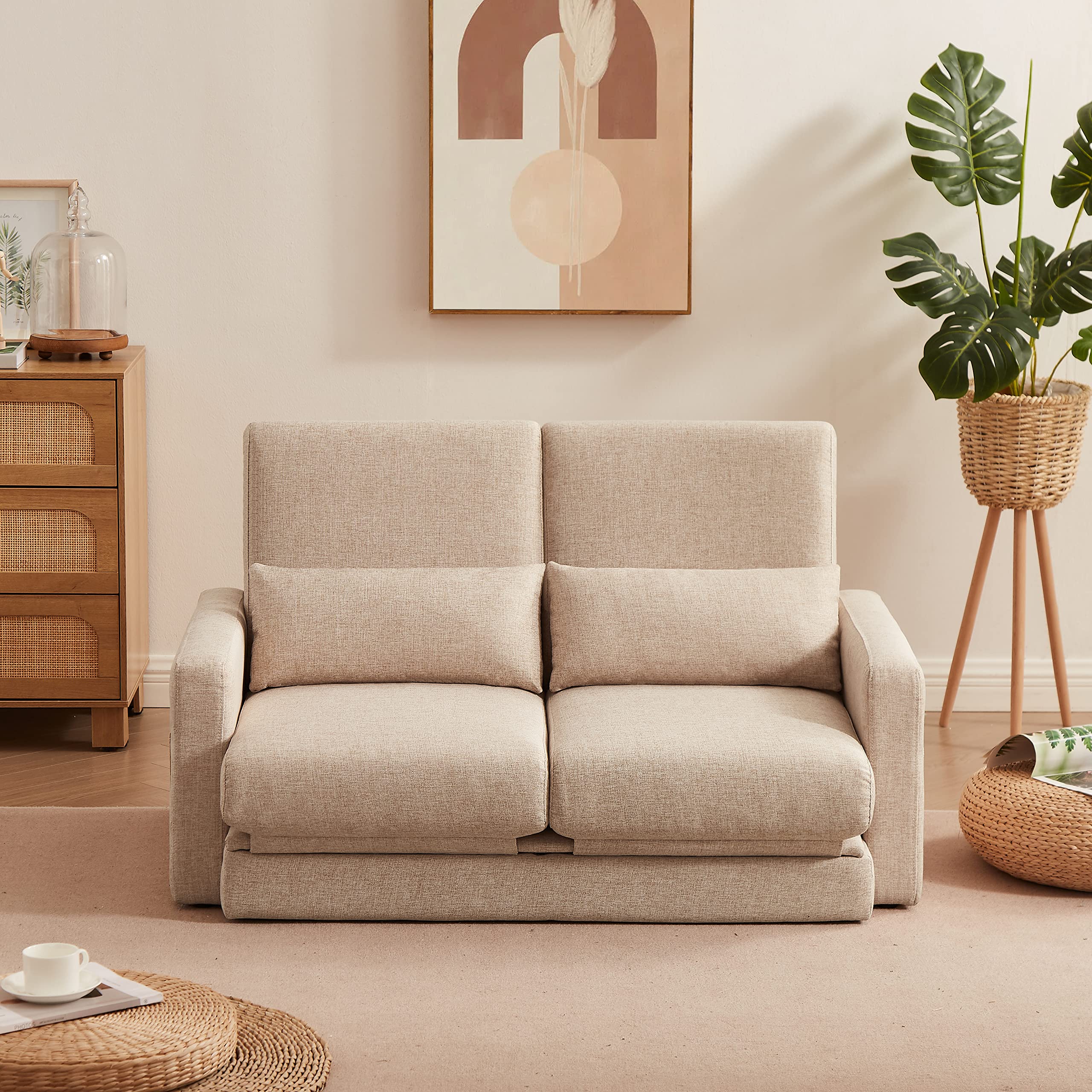 Amazon｜2 seater sofa ソファ 2人掛け 収納付き ファブリック 両側に 