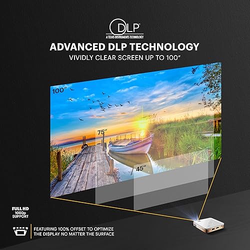 Miniatura 6 de Kodak Luma 150 Mini proyector inalámbrico Pico, DLP, soporta 1080p, altavoz integrado y batería recargable, HDMIUSBmicroSD, estuche de viaje incluido