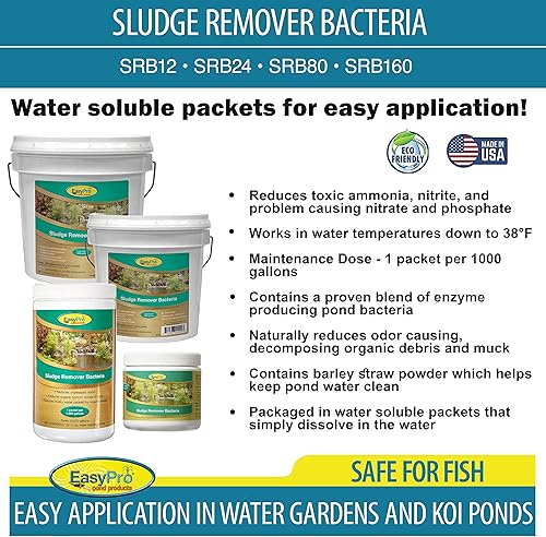 Miniatura 3 de EasyPro SRB24 - Bacterias eliminadoras de lodos para estanque, secas, 24 paquetes