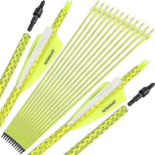 wolfman 30 Inch Archery Carbon Arrow Practice Hunting Arrows Spine 500 with Removable Tips Targeting Arrows for Compound & Recurve & Long Bow 6/12pcs