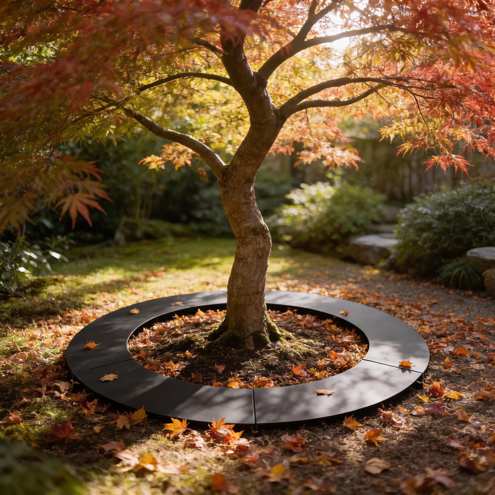 YRHome Rasenkante aus Metall Schwarz Verzinkte Beeteinfassung Ø60/90cm Mähroboter Baumring Mähkante für Bäume & Sträucher Beetumrandung Wetterfest Beetbegrenzung für Baumschutz Gartendeko