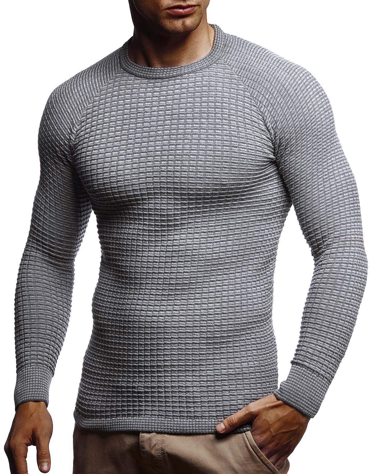 Leif Nelson Maglione da uomo con scollo rotondo, sottile da uomo, per inverno e estate, con scollo rotondo