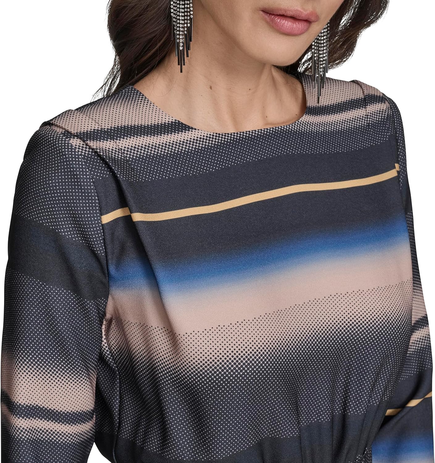 BCBG Womens Long Sleeve High Neck Blouson A-line Mini Dress - Image 5