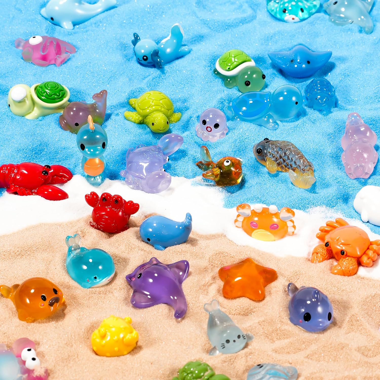 Mini Ocean Animals Figures Tiny Sea Animal Figurines for Aquarium Resin Decor Fish Tank Fairy Garden Dollhouse Potted Plant DIY Crafts