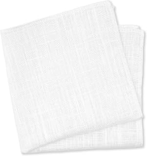 BELLUNO Men's Solid Pocket Square - Cotton Linen Blend Handkerchief, 11.8x11.8 Inch for Weddings, Suits & Daily Wear