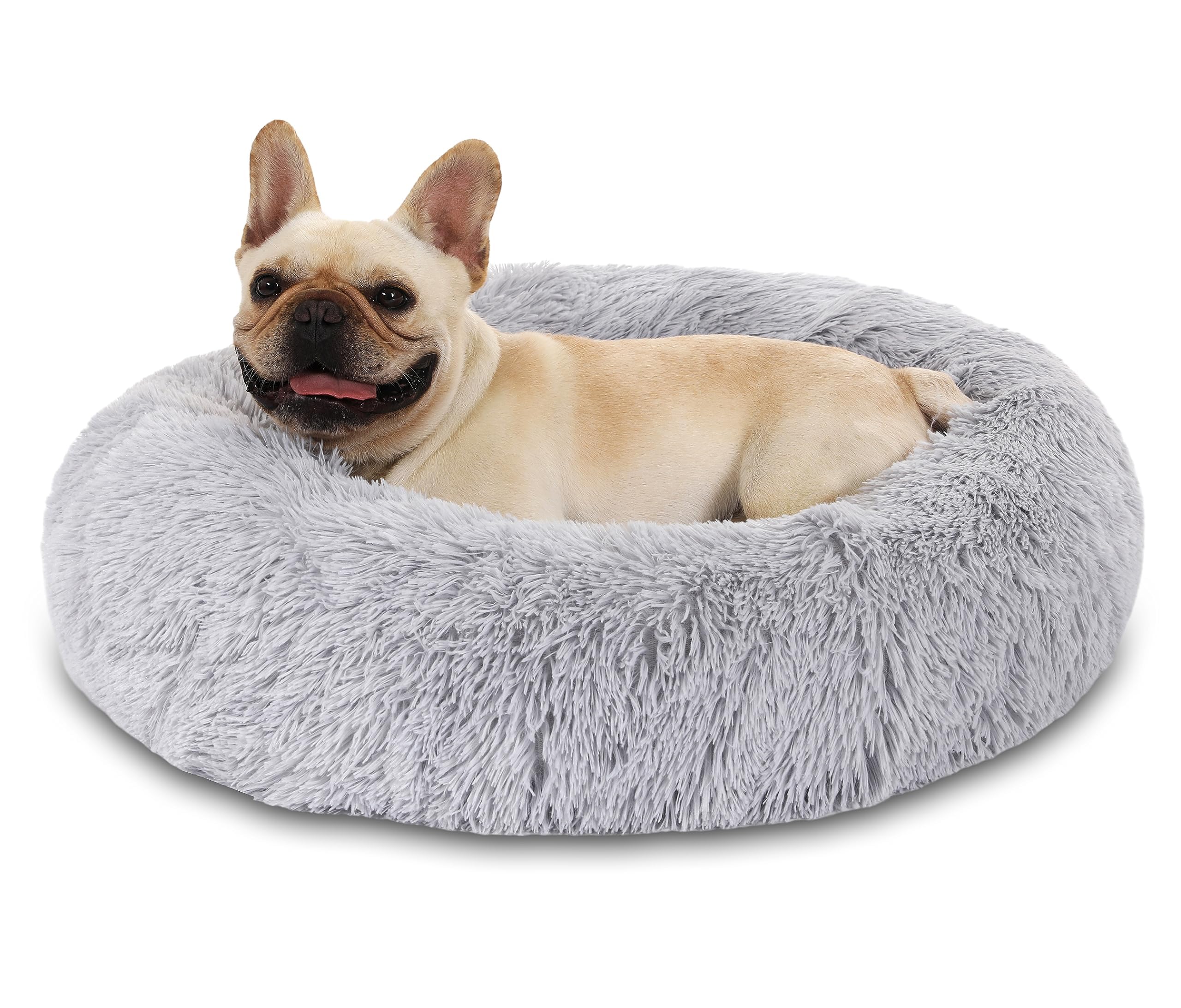 Cuccia Cane Gatto Rotondo da Ciambella Soffice Pelliccia Sintetica di Peluche Letto Per Cani e Gatti [M, Ø50 cm] Cuccia per Cane Gatto con Fondo Resistente All'acqua e Antiscivolo