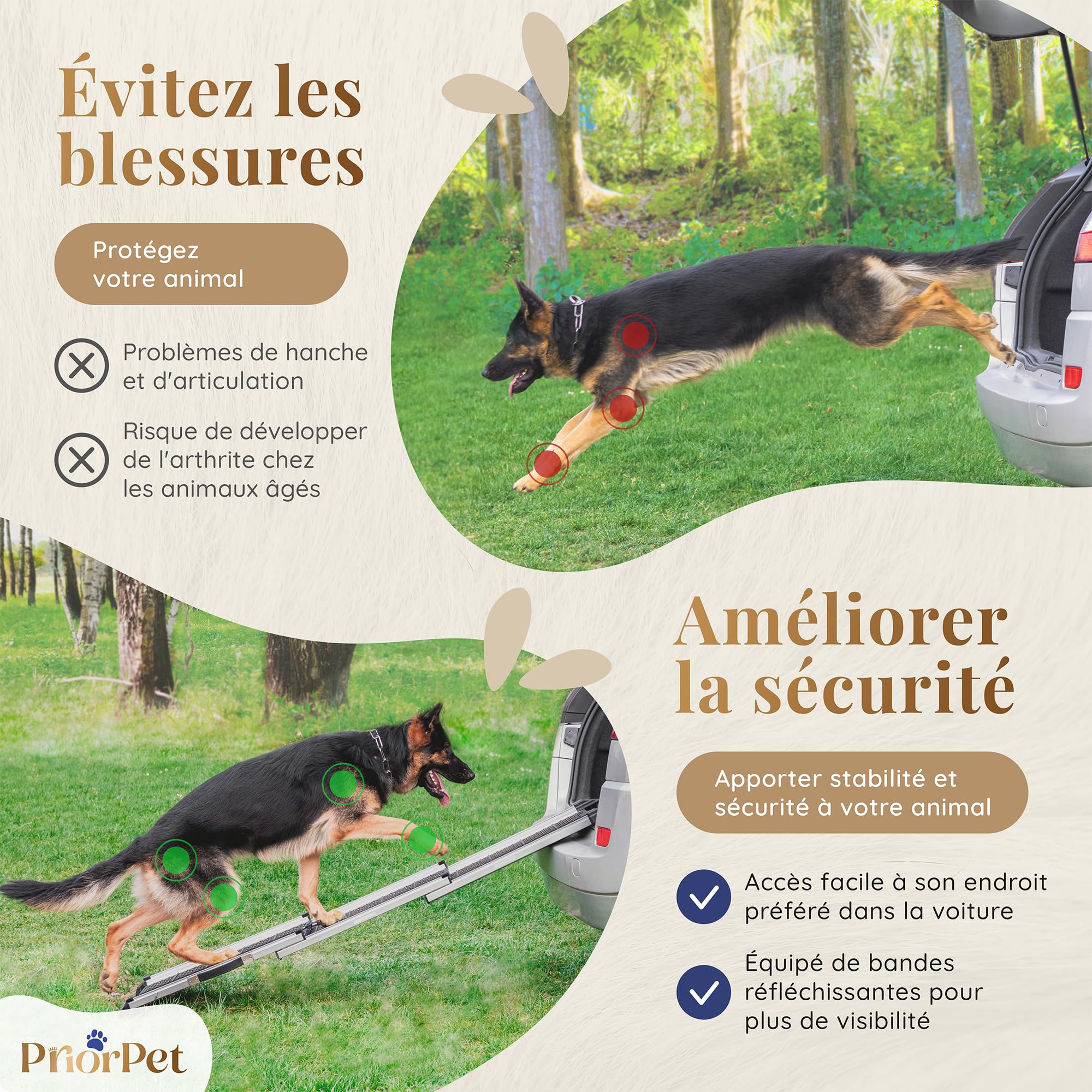 Rampe pour Chien Voiture SUV Antidérapante Capacité 90kg Télescopique Noir