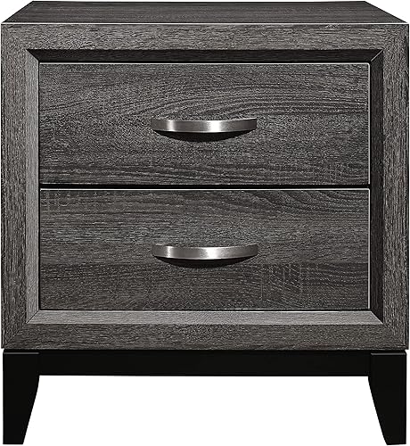 NewCosmos Contemporary Styling Gray Finish 1pc Nightstand Dovetail Drawers Unique Bedroom Furniture