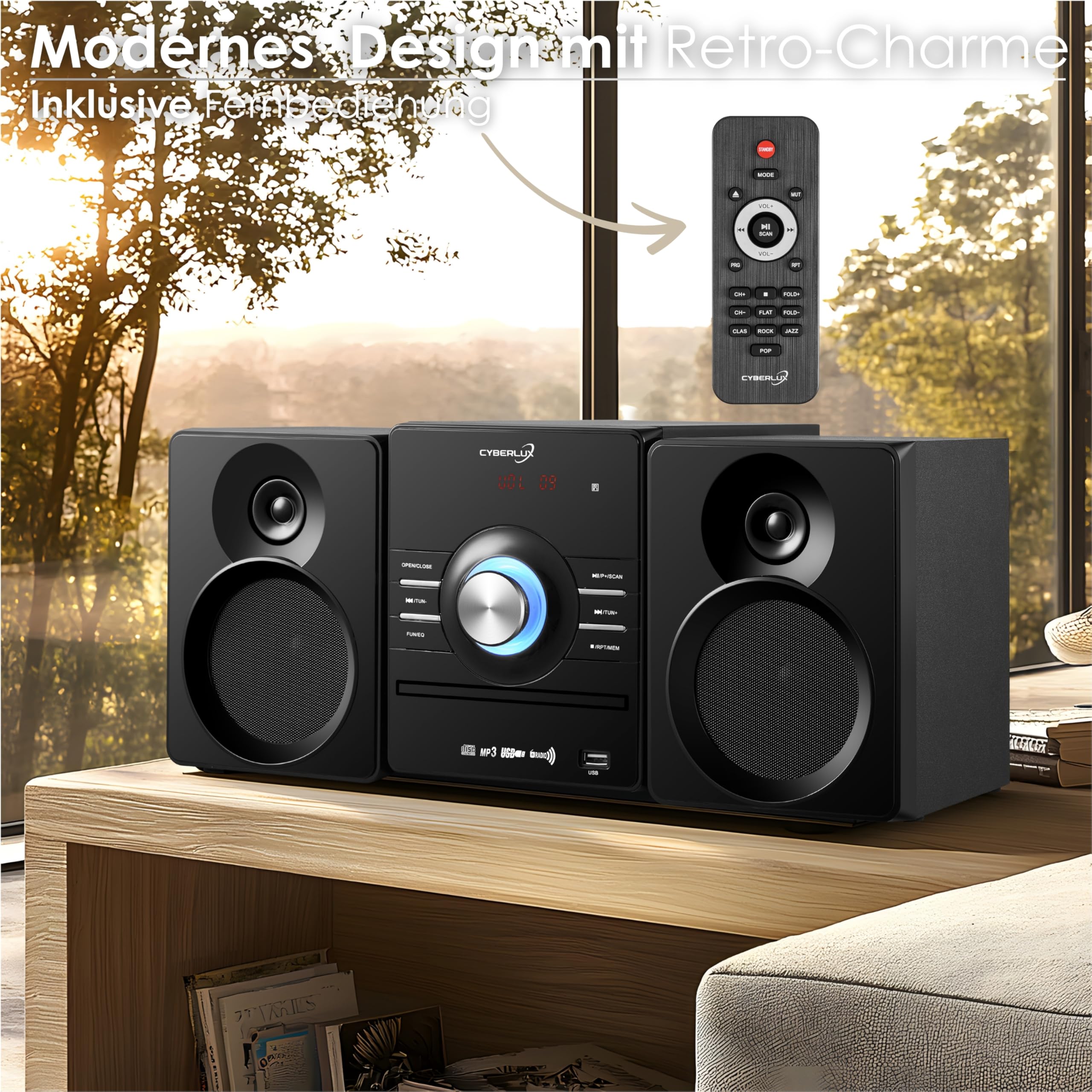 Impianto compatto con lettore CD Bluetooth | Mini sistema HiFi USB AUX in CD/MP3 FM Radio 30 slot di memoria | display LED con scatole Micro HiFi System