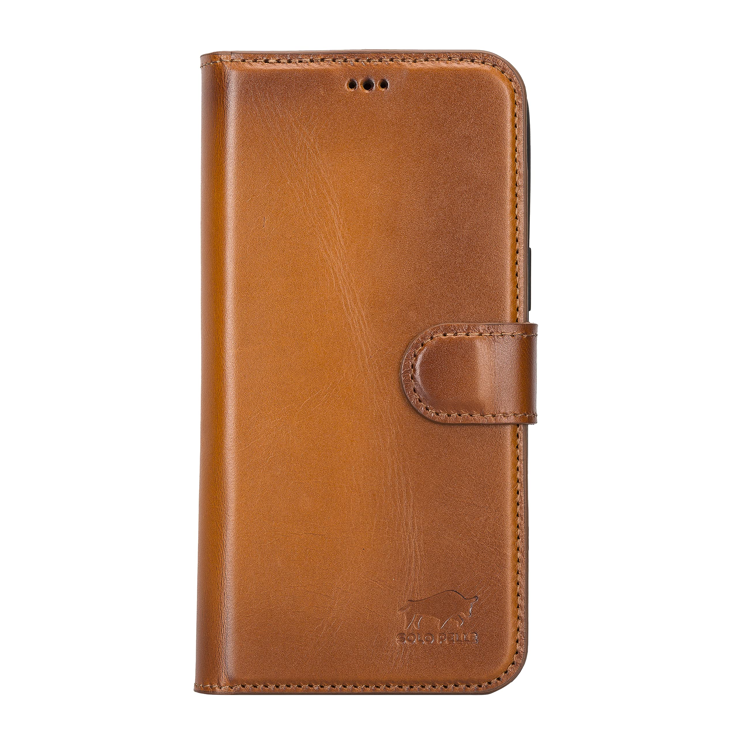 Solo Pelle Lederhülle kompatibel für iPhone 14 Pro Max in 6.7 Zoll abnehmbare Hülle (2in1) inkl. Kartenfächer für das original Apple iPhone 14 Pro Max in 6.7 (Cognac Braun)